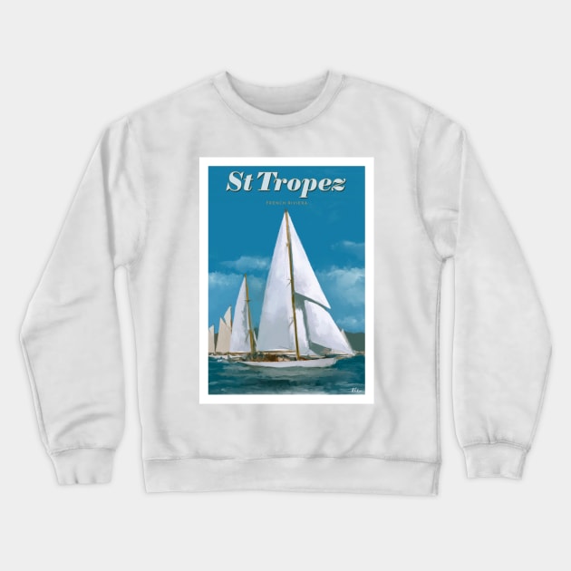 Saint Tropez classic yachts, French Riviera France Crewneck Sweatshirt by markvickers41